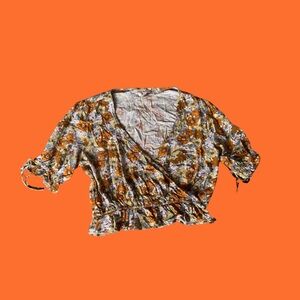 AMUSE SOCIETY Daydream Short Sleeve Floral Wrap Top